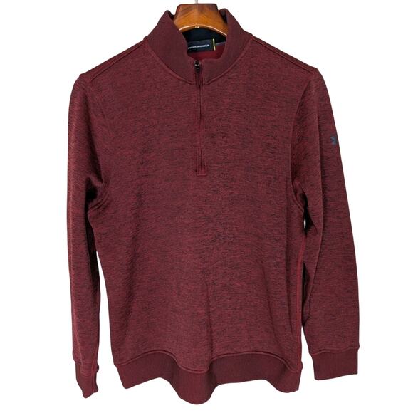 Under Armour Men's 1/4 Zip Pullover Sweatshirt Polyester Red Size L Storm Loose - Picture 1 of 8